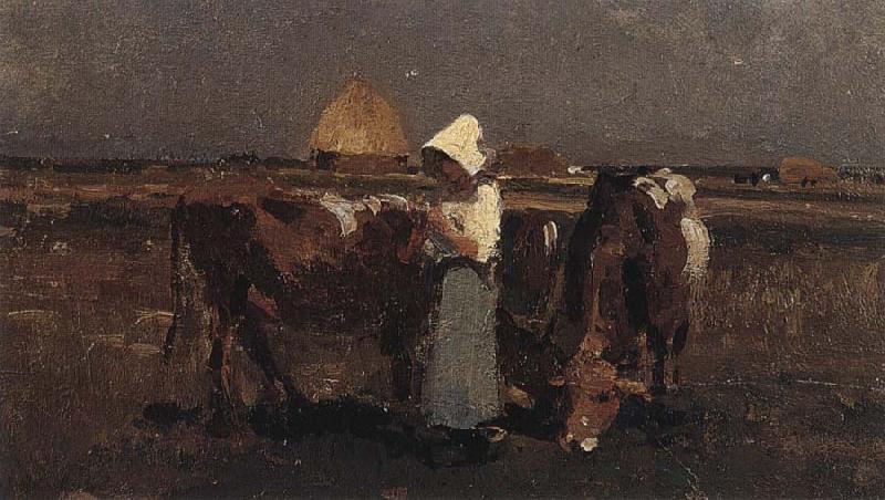  Peasant Watching her Cows at Barbizon